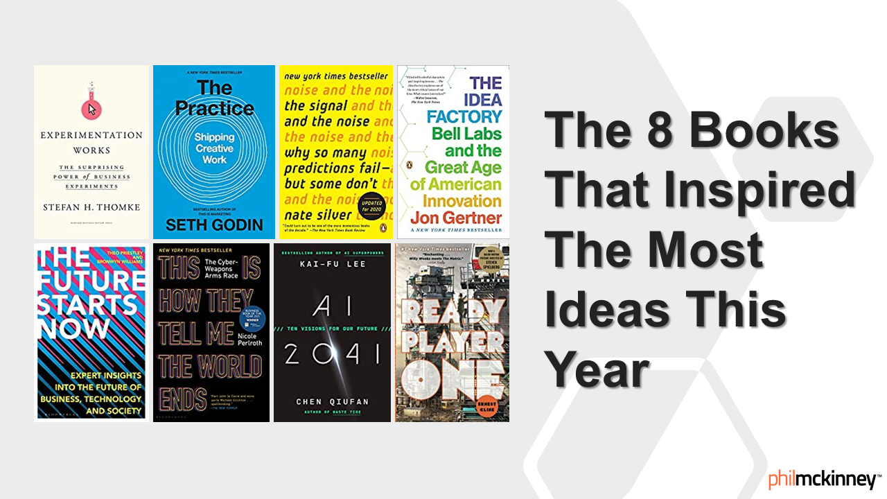 Covers of the 8 books that inspired the most ideas